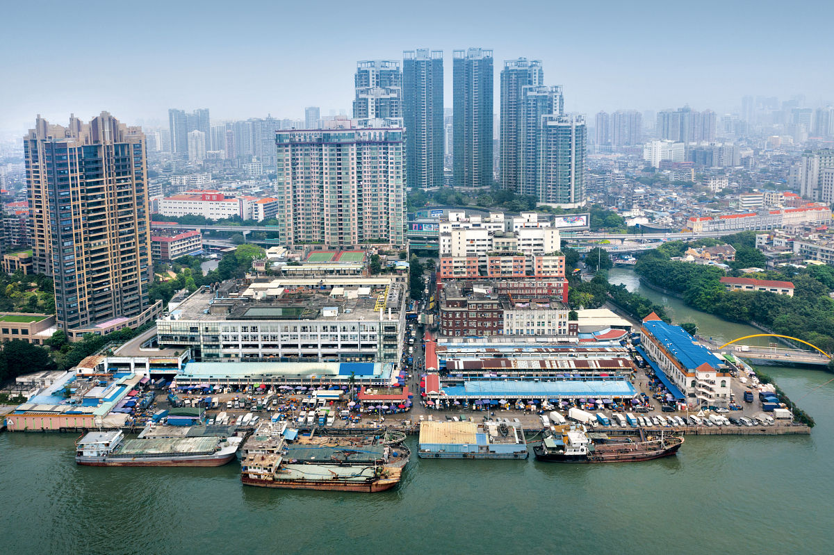 2019年4月6日,航拍广州甚至全国最大的鲜活水产品批发市场——广州黄