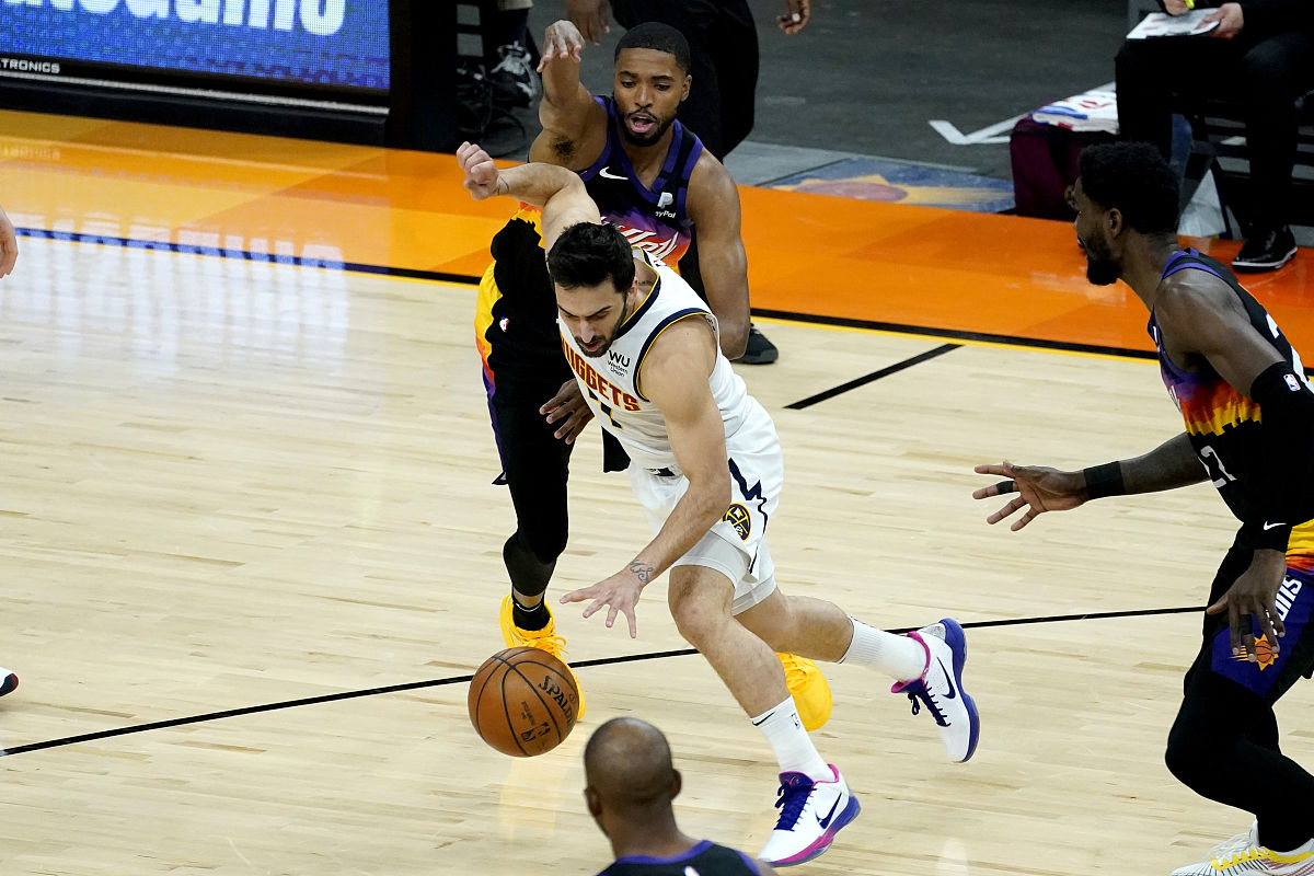 2021年6月7日,美国,20/21nba西部半决赛g1,掘金105-122太阳.denver nu