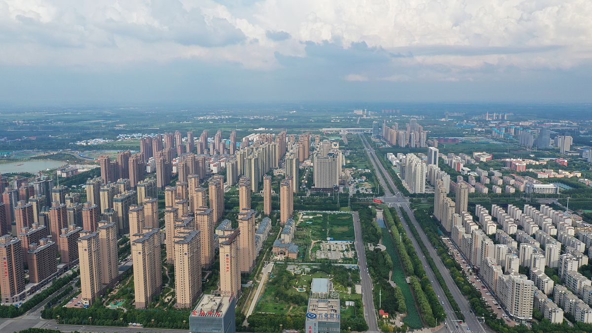 2019年8月1日,河南许昌,航拍城市风光.