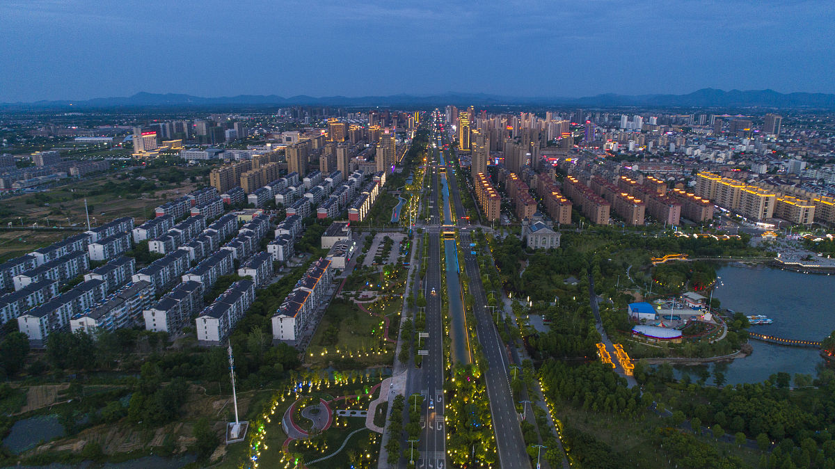 2020年5月21日,安徽宣城,航拍郎溪县城市夜景.