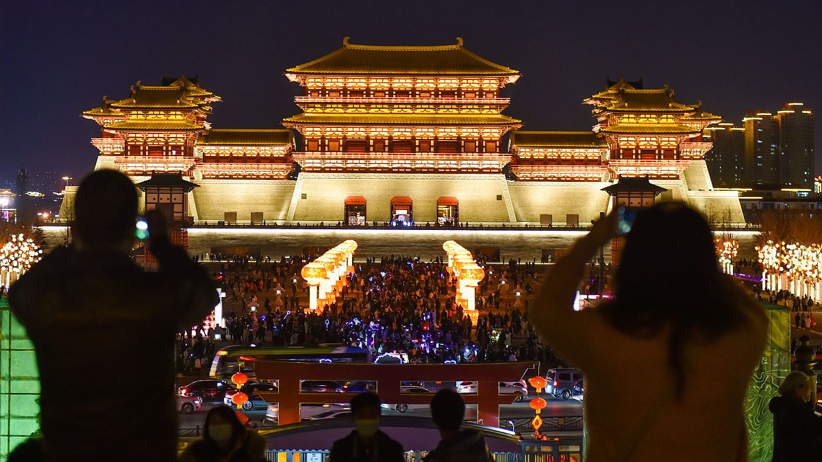 2021年2月15日,河南洛阳,隋唐洛阳城国家历史文化公园宫城区,金碧辉煌