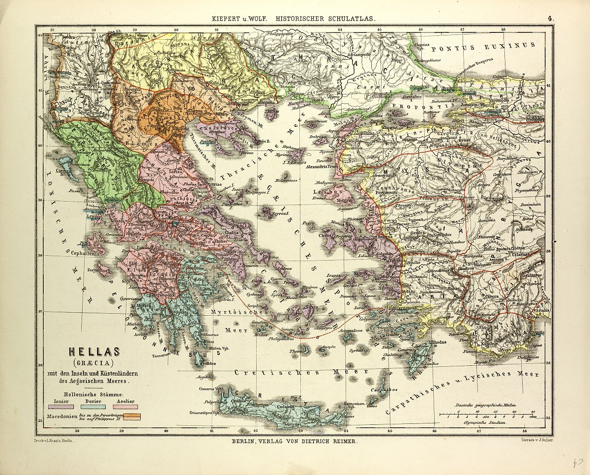 old map of greece and crete. (photo by: universal history archiv