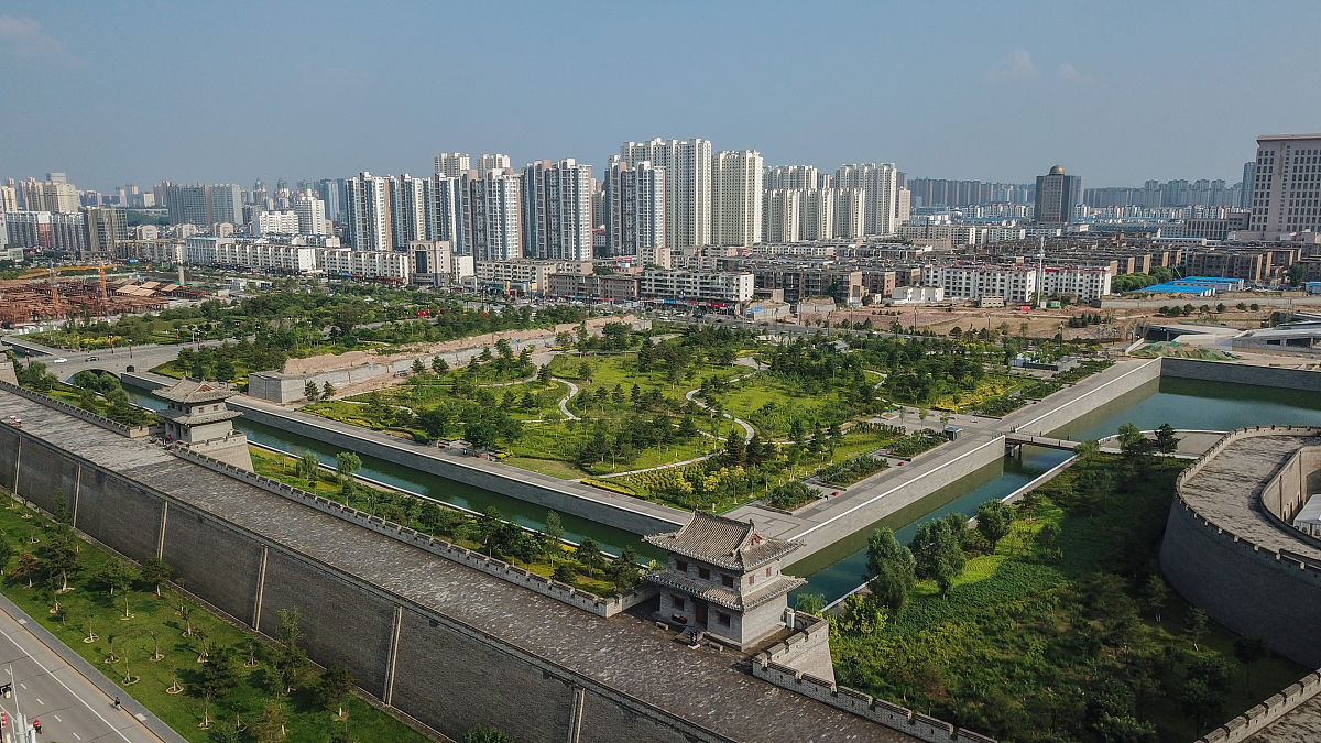 2018年7月,山西大同,航拍大同城市风光.
