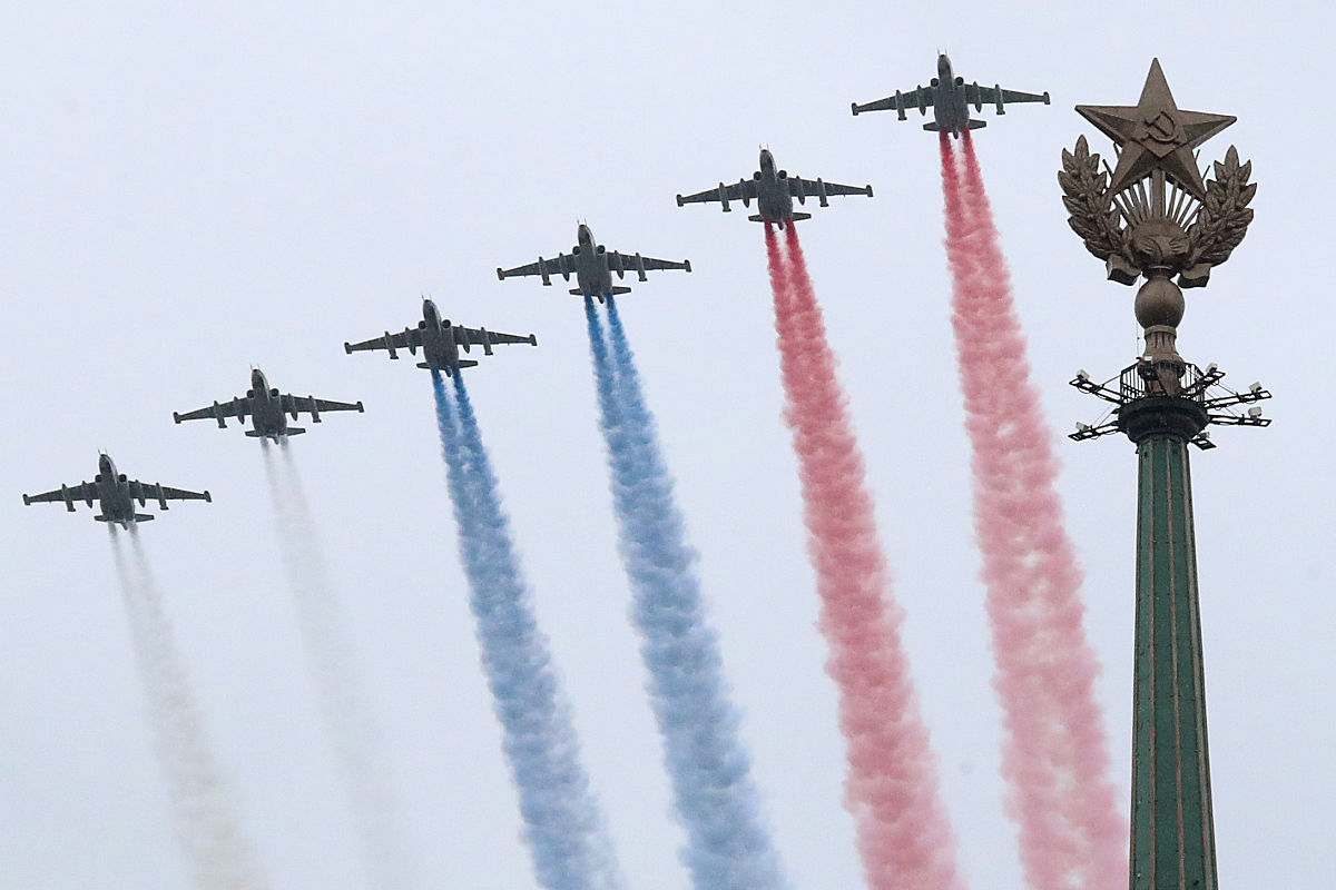 当地时间2021年5月9日,俄罗斯莫斯科,庆祝卫国战争胜利76周年阅兵式在