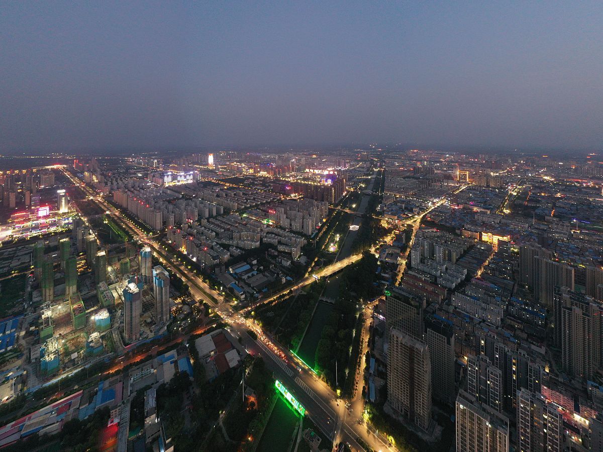 2019年8月23日,航拍河南许昌璀璨夜景.