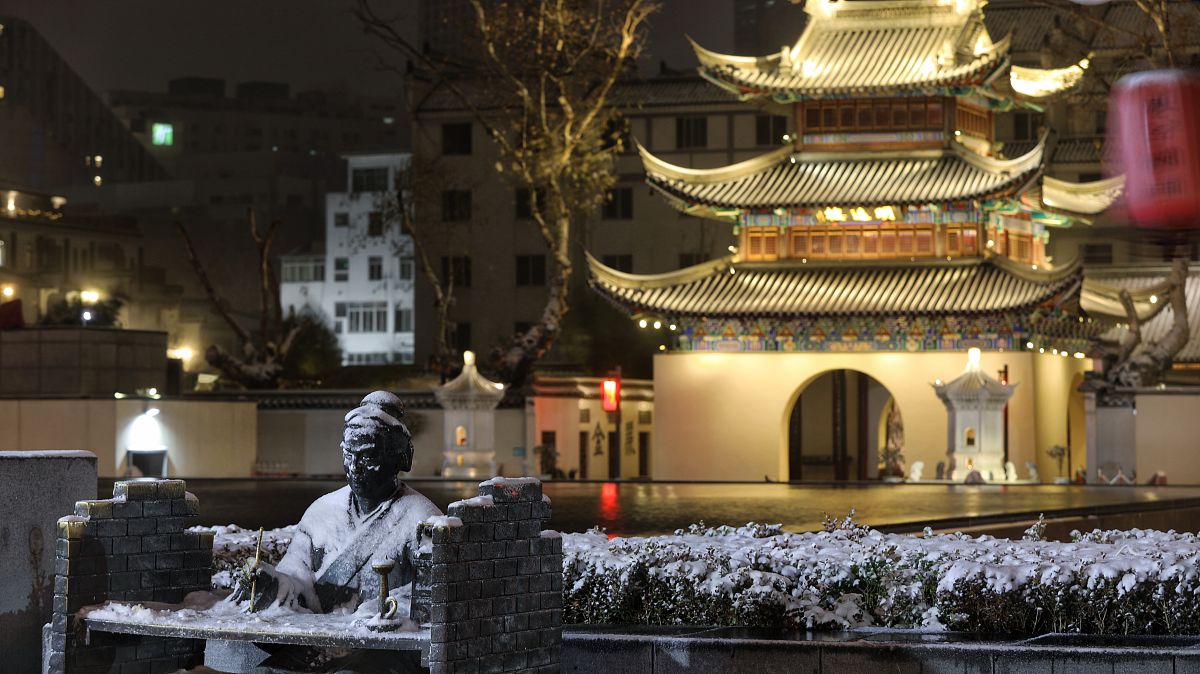 2020年12月29日,南京夫子庙,此时南京刚开始下雪没多久.一下雪,南京就