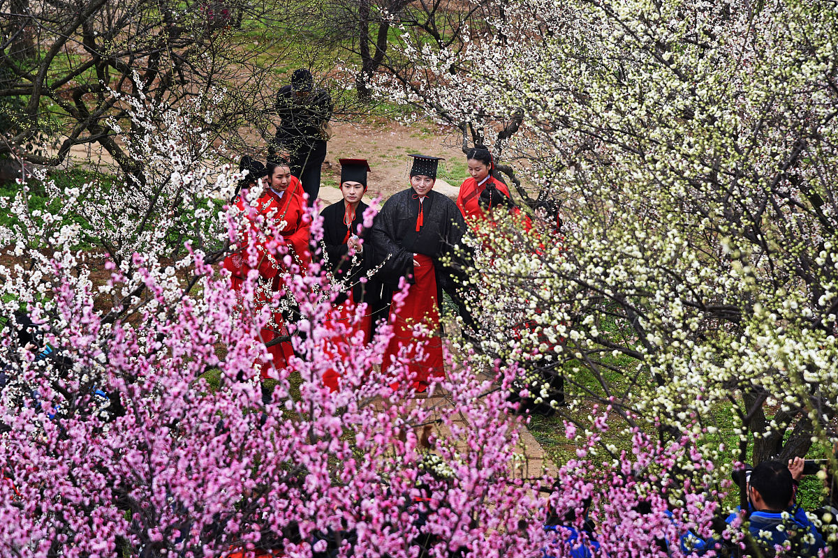 2017年2月5日,武汉,一场古色古香的汉朝礼在东湖梅园上演.