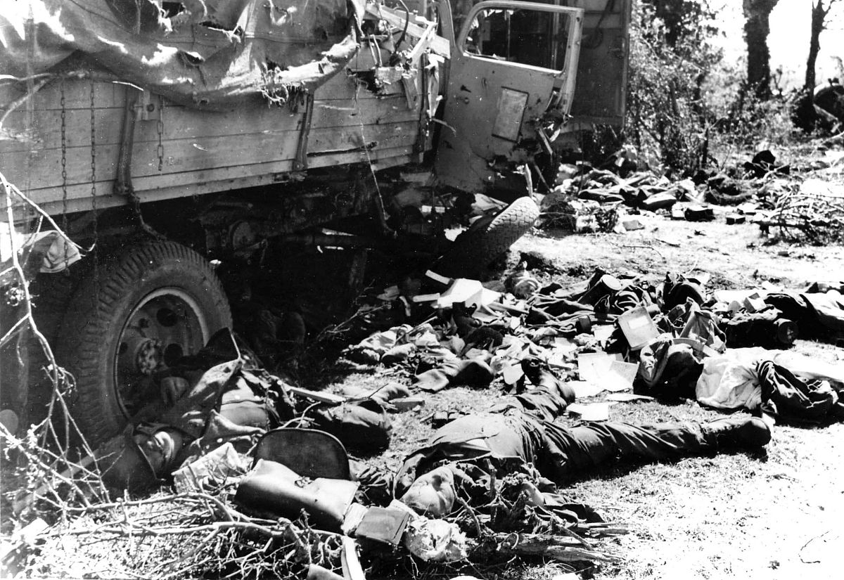 world war ii, german convoy destroyed near chambois, in the 'dea