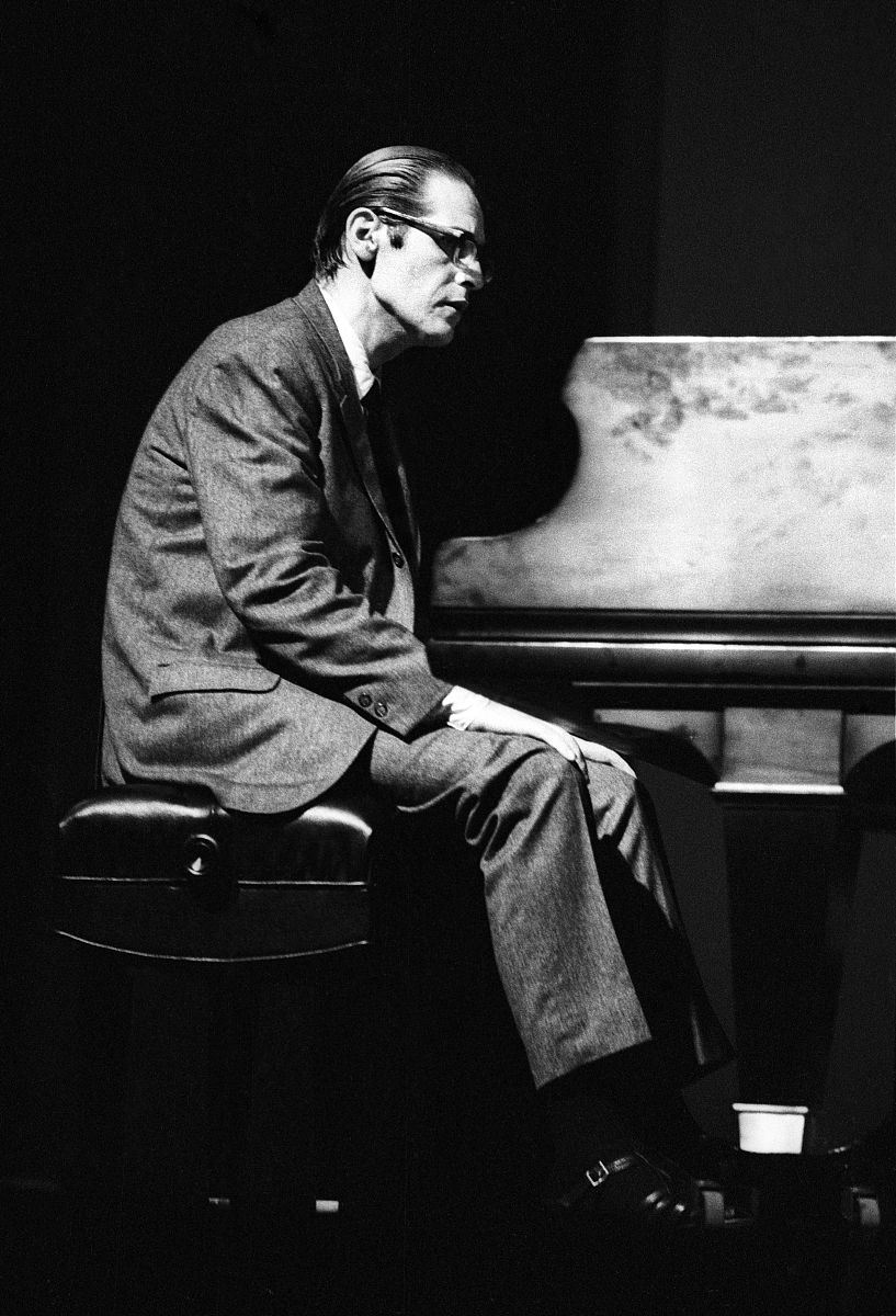 newport, ri - july 2:  jazz pianist bill evans performs on stage