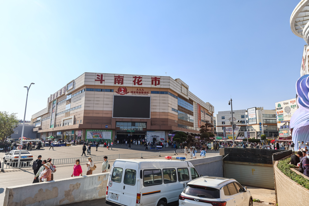 2026年3月25日,云南昆明,斗南花卉小镇市场户外区域,,