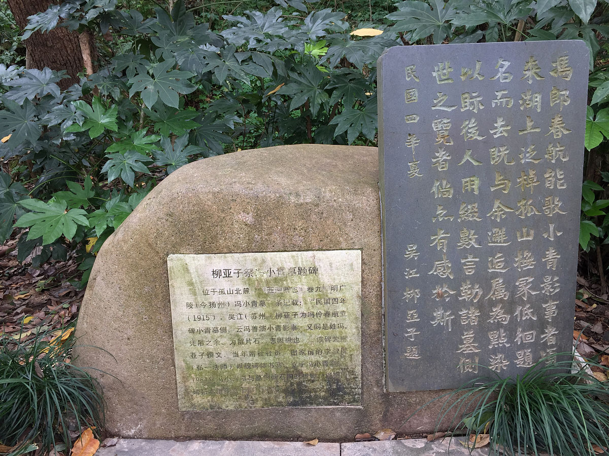 2018年11月26日,浙江杭州孤山,冯小青墓遗址,柳亚子祭冯小青墓题碑.