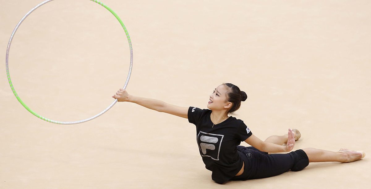 2012年8月8日,伦敦,2012奥运会第12日备战,韩国美女孙妍在备战艺术体