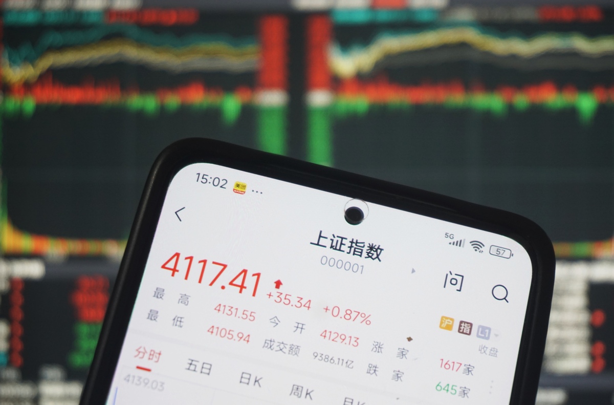 2026年2月24日,杭州,股民手机上的炒股软件显示沪指0.