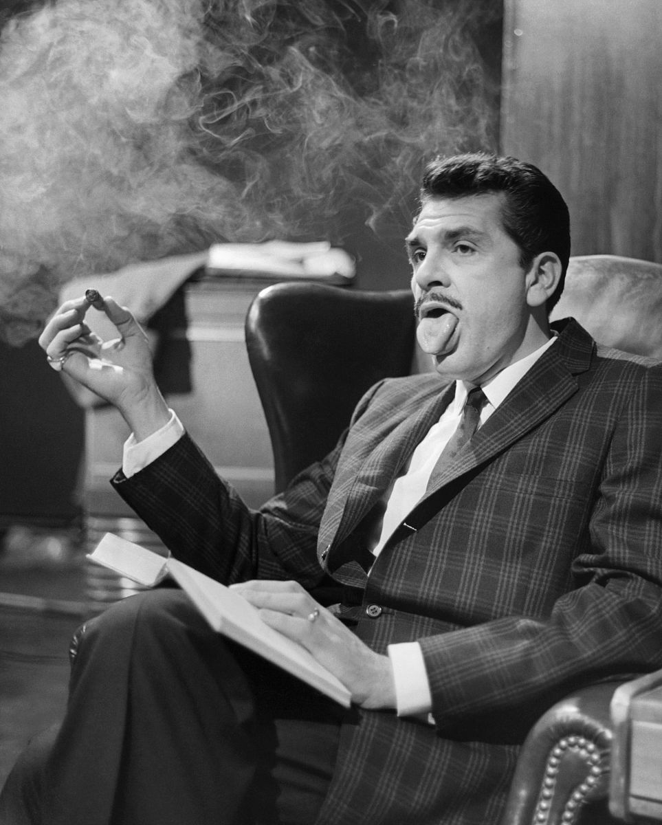 actor ernie kovacs sticking out his tongue (photo by  john sprin