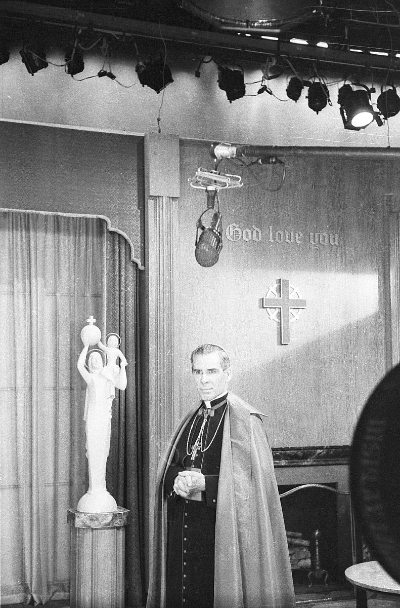 bishop fulton <strong>j</strong> sheen, circa 1955.