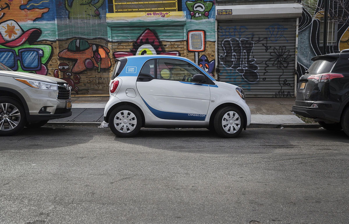 当地时间2017年2月25日,美国纽约,car2go共享汽车.a daimler ag smart