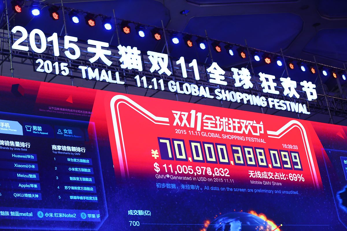 2015年11月11日,北京,位于水立方的2015天猫双11全球狂欢节媒体中心,