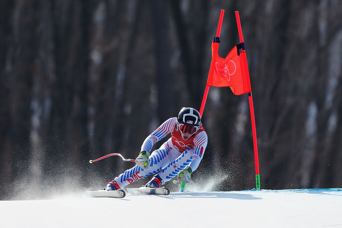 2018年2月20日,韩国,2018平昌冬奥会2月20日高山滑雪,运动员训练备战.