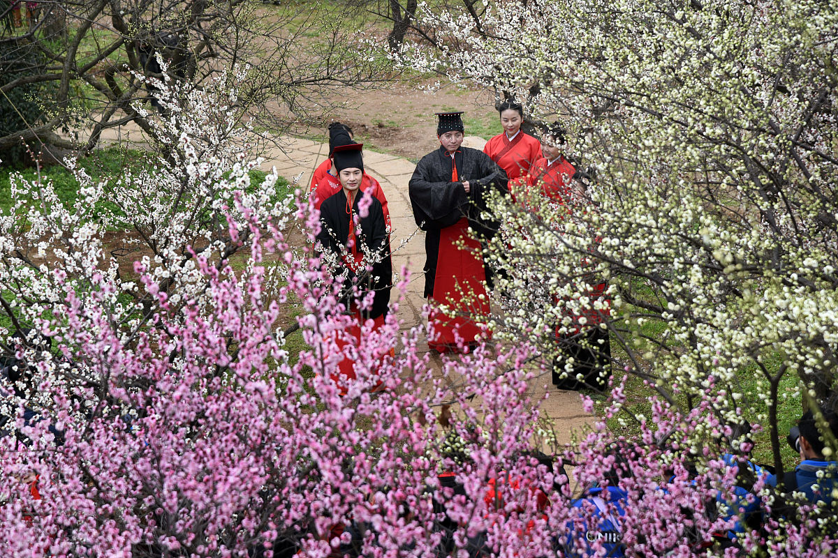 2017年2月5日,武汉,一场古色古香的汉朝礼在东湖梅园上演.