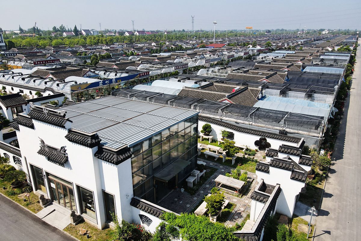 2021年5月10日,鸟瞰江苏省南通国家农业科技园区核心区——如皋市花木