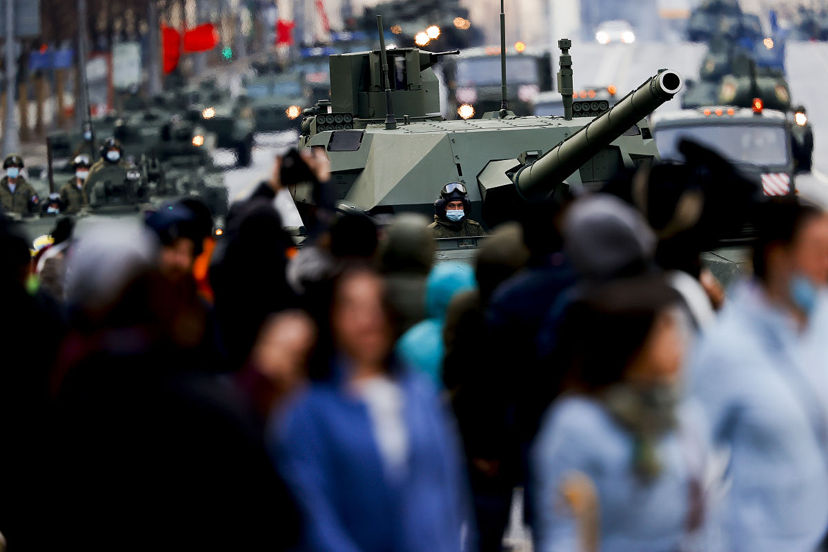 当地时间2021年5月4日,俄罗斯纪念卫国战争胜利76周年红场阅兵举行了