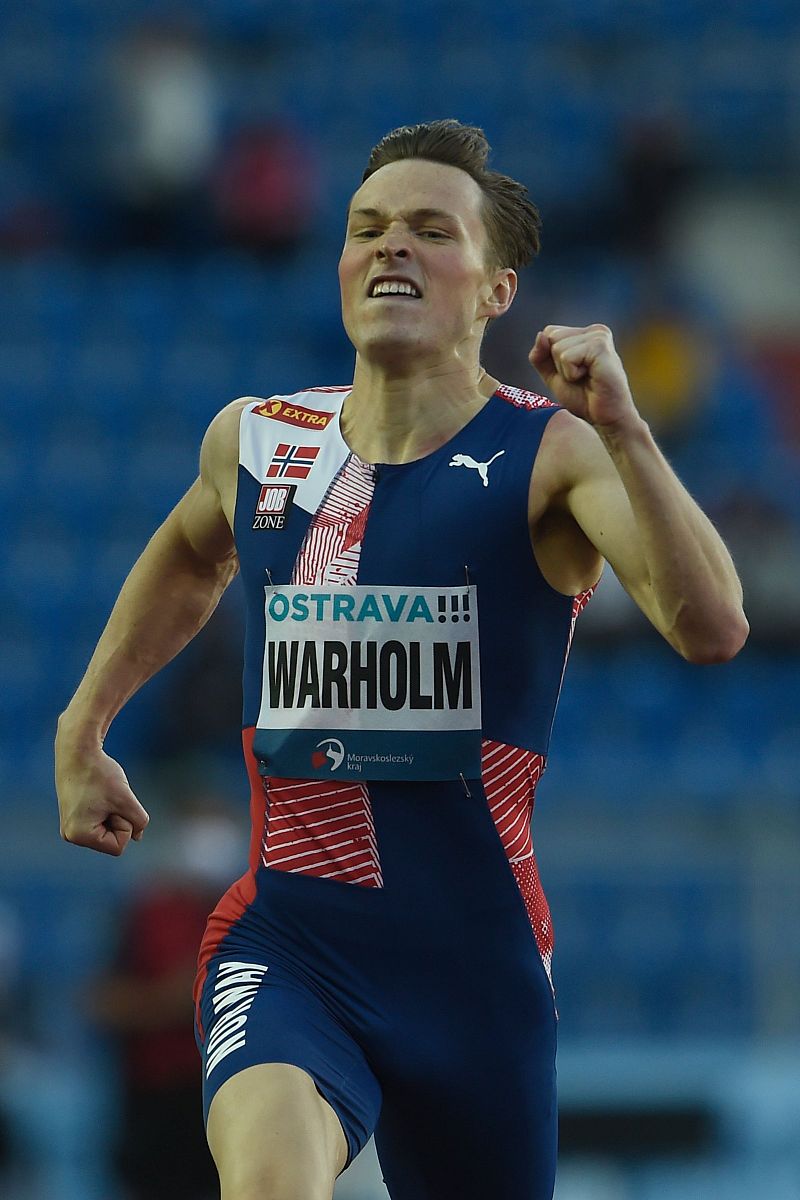 karsten warhol<strong>m</strong> of norway competes to win the men's 400m hurdles