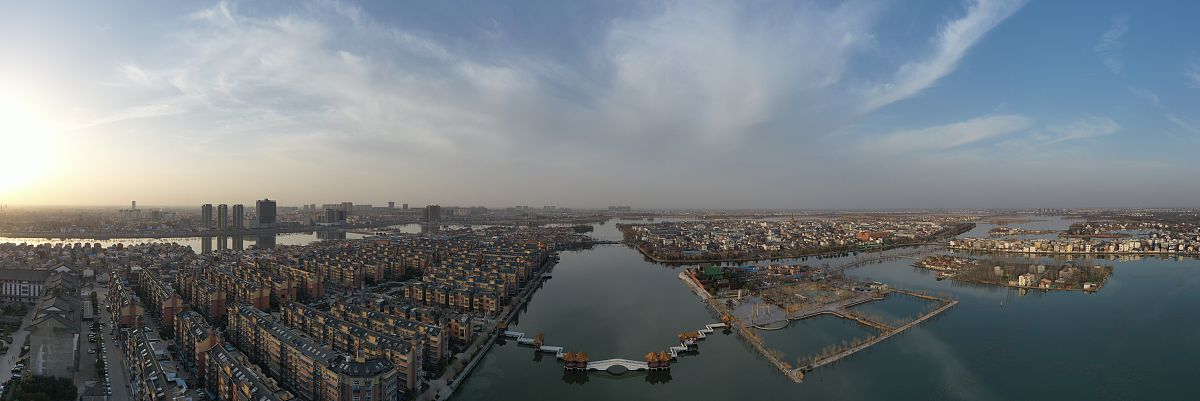 2022年3月3日,河南周口,航拍淮阳区城市风光.