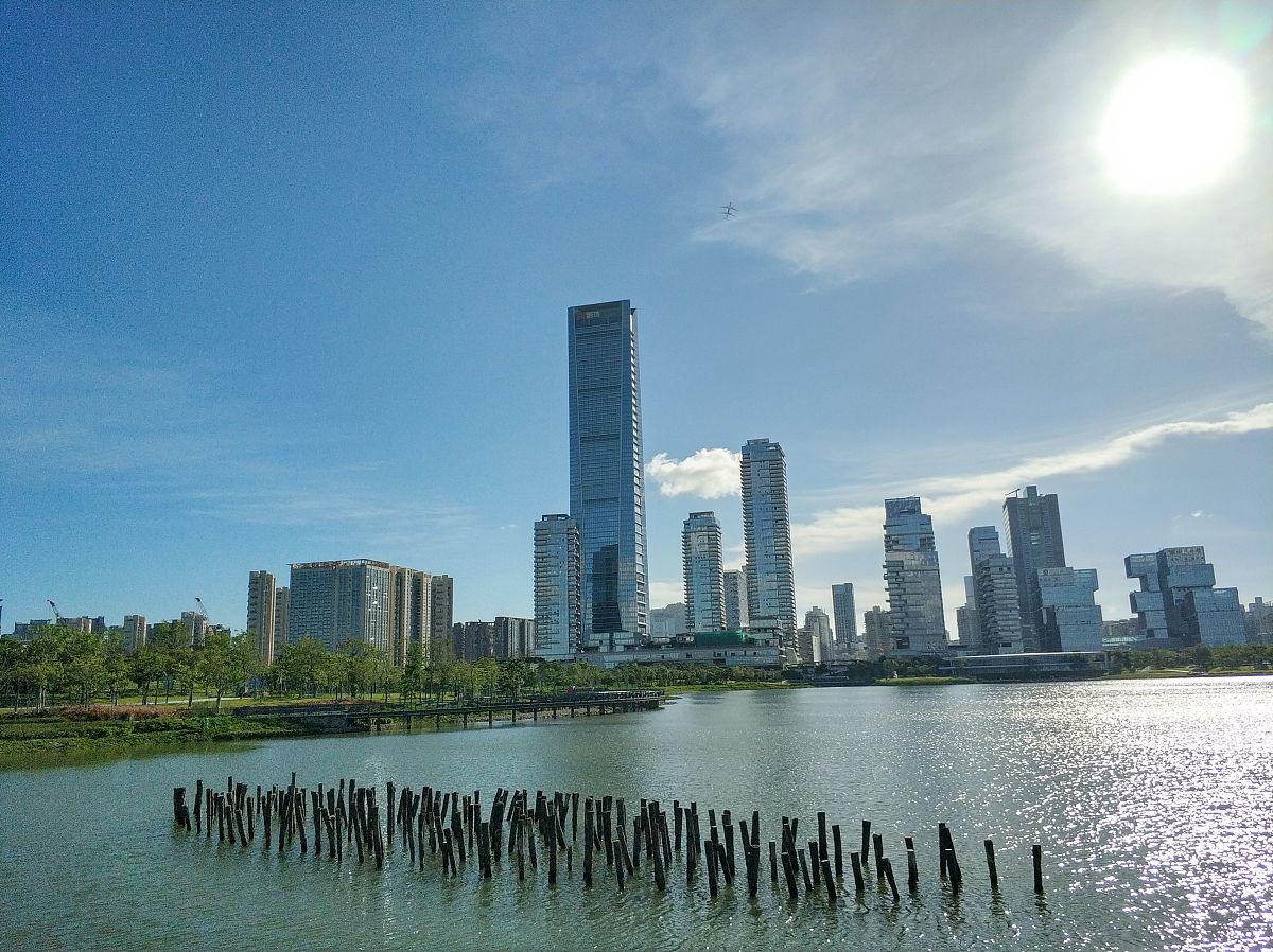 2020年7月5日,深圳湾人才公园的两栋地标建筑.