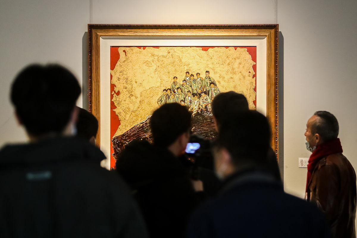 2021年12月29日,济南,"2021全国漆画邀请展"开幕式在山东美术馆举行.