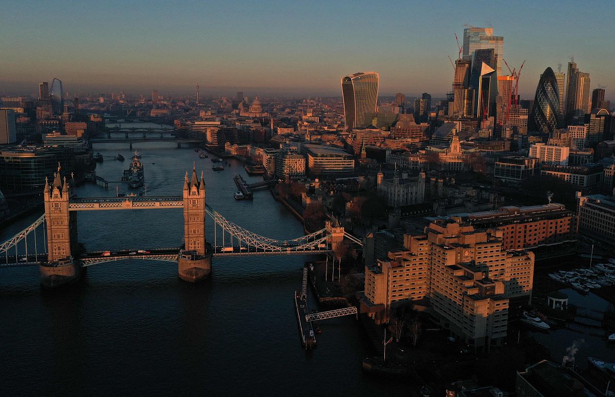当地时间2022年1月14日,英国伦敦,英国政府的污染预测网站建议,英国南