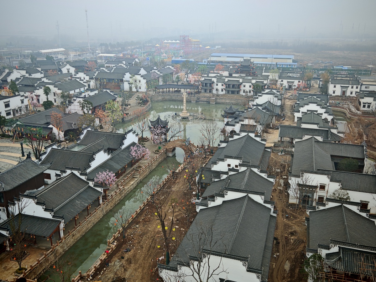 2026年2月5日,湖北孝感,俯瞰祥云湾文旅景区二期古建