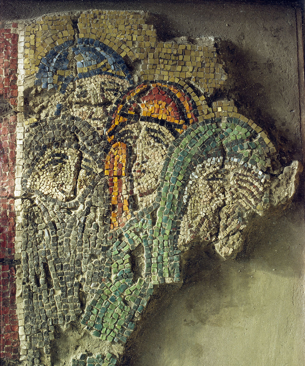 a mosaic of weeping women from the scene of the deposition in th