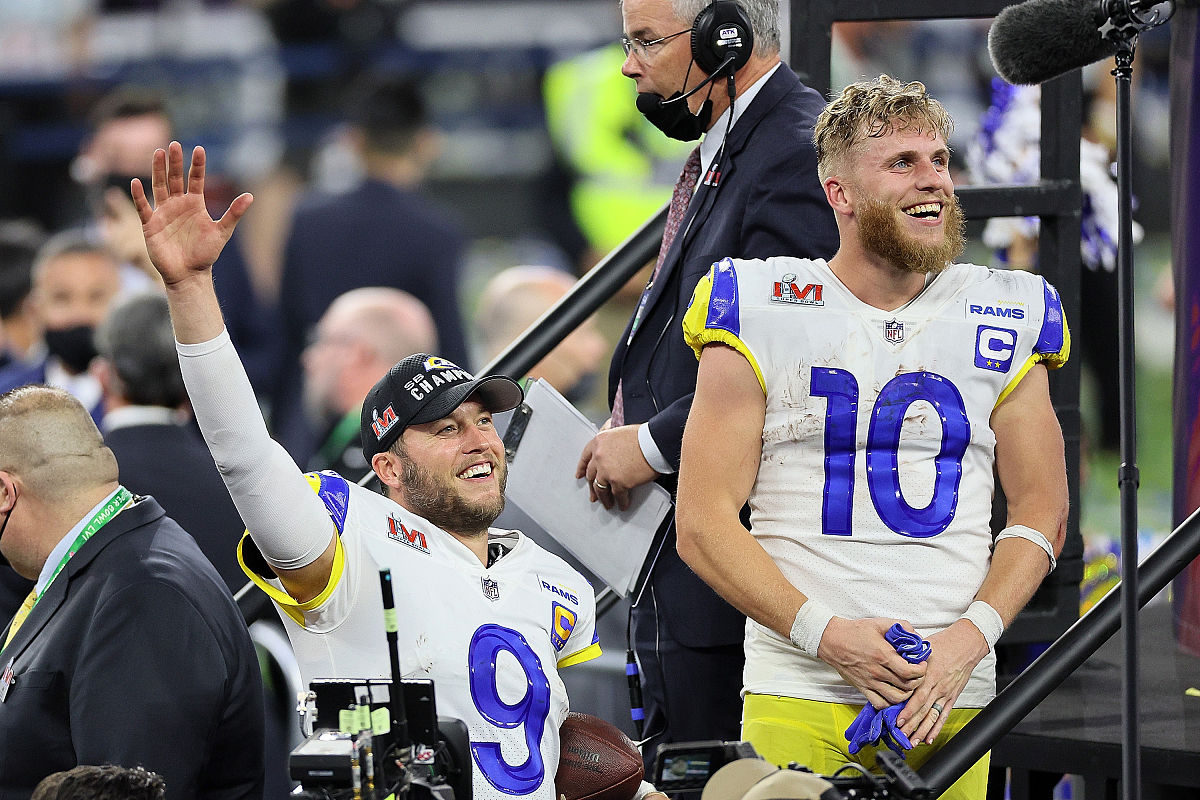 inglewood, california - february 13: cooper kupp #10 and matthew