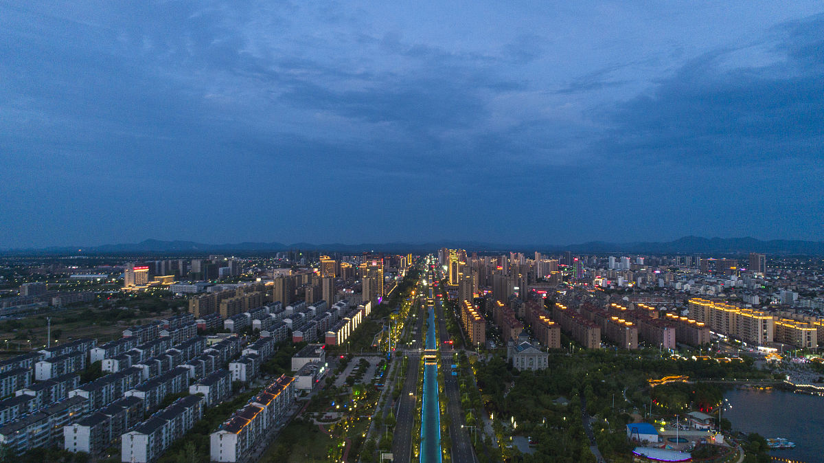 2020年5月21日,安徽宣城,航拍郎溪县城市夜景.