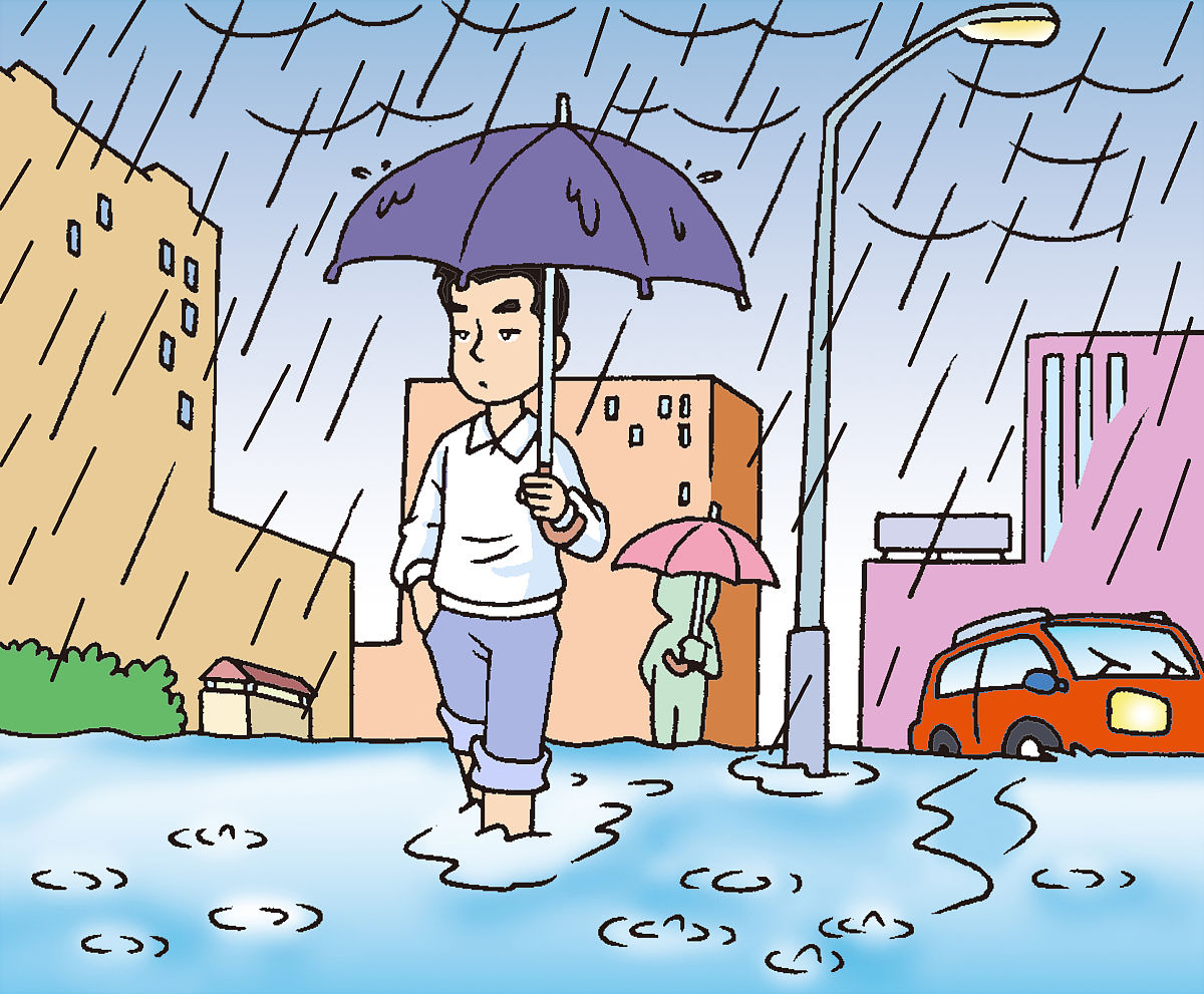 今日天气：中雨气温24-28度请根据今日天气出示一份中小学生安全提示