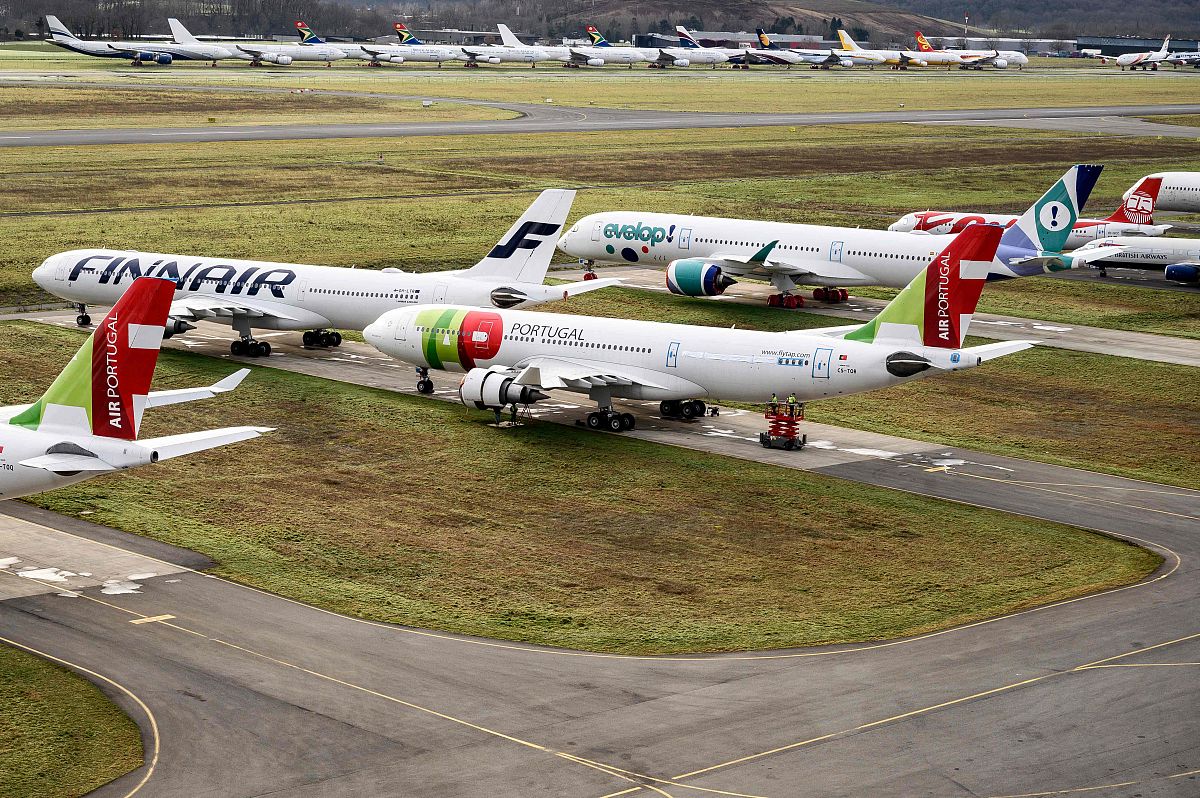 当地时间2021年2月4日,法国西南部azereix,tarmac aerosave公司的停机