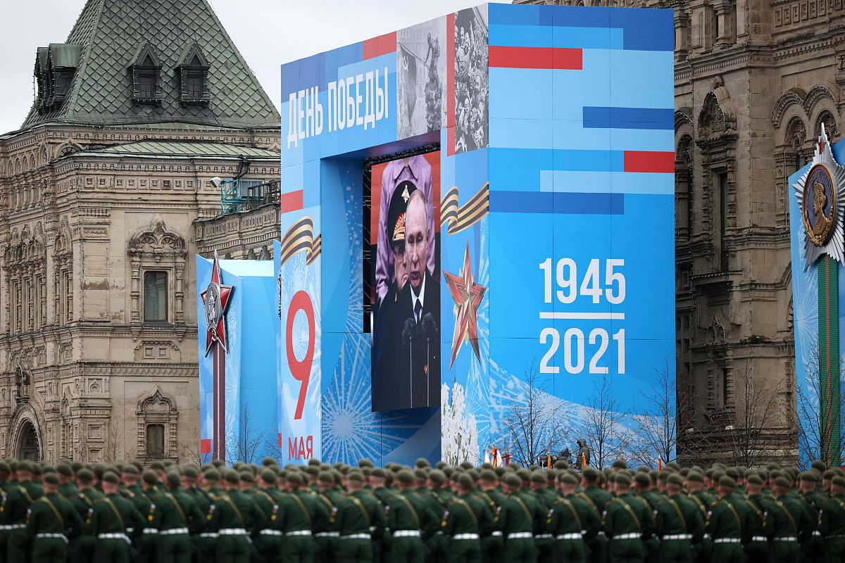 当地时间2021年5月9日,俄罗斯莫斯科,庆祝卫国战争胜利76周年阅兵式在