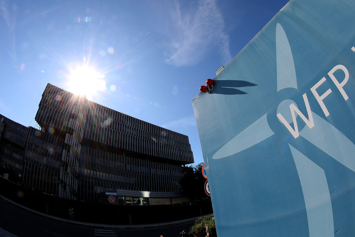 世界粮食计划署 (WFP) 图标含义：蓝色地球与黄色筷子