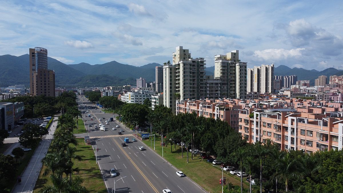 2021年8月28日,广东东莞,航拍清溪镇风光.