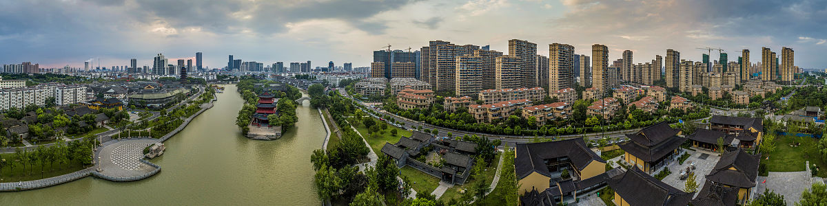 2018年8月19日傍晚,航拍台风之后的江苏淮安清江浦景区.