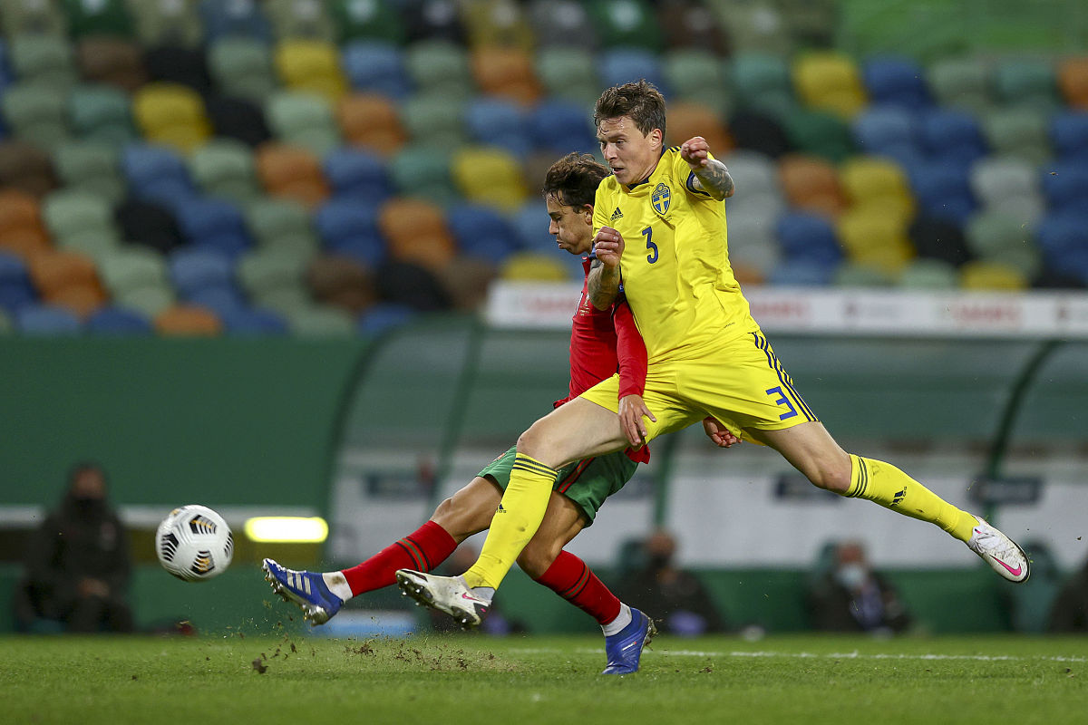 <strong>l</strong>isbon, portugal - october 14: joao felix of portugal (l) tries