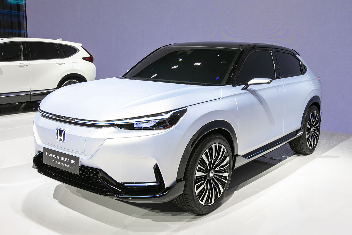 2021年4月19日,2021上海车展,本田汽车展台,纯电动概念车honda suv e: