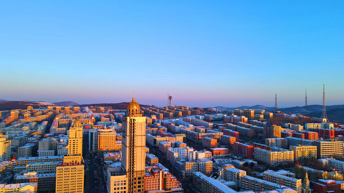 2020年12月22日,黑龙江绥芬河航拍风光.