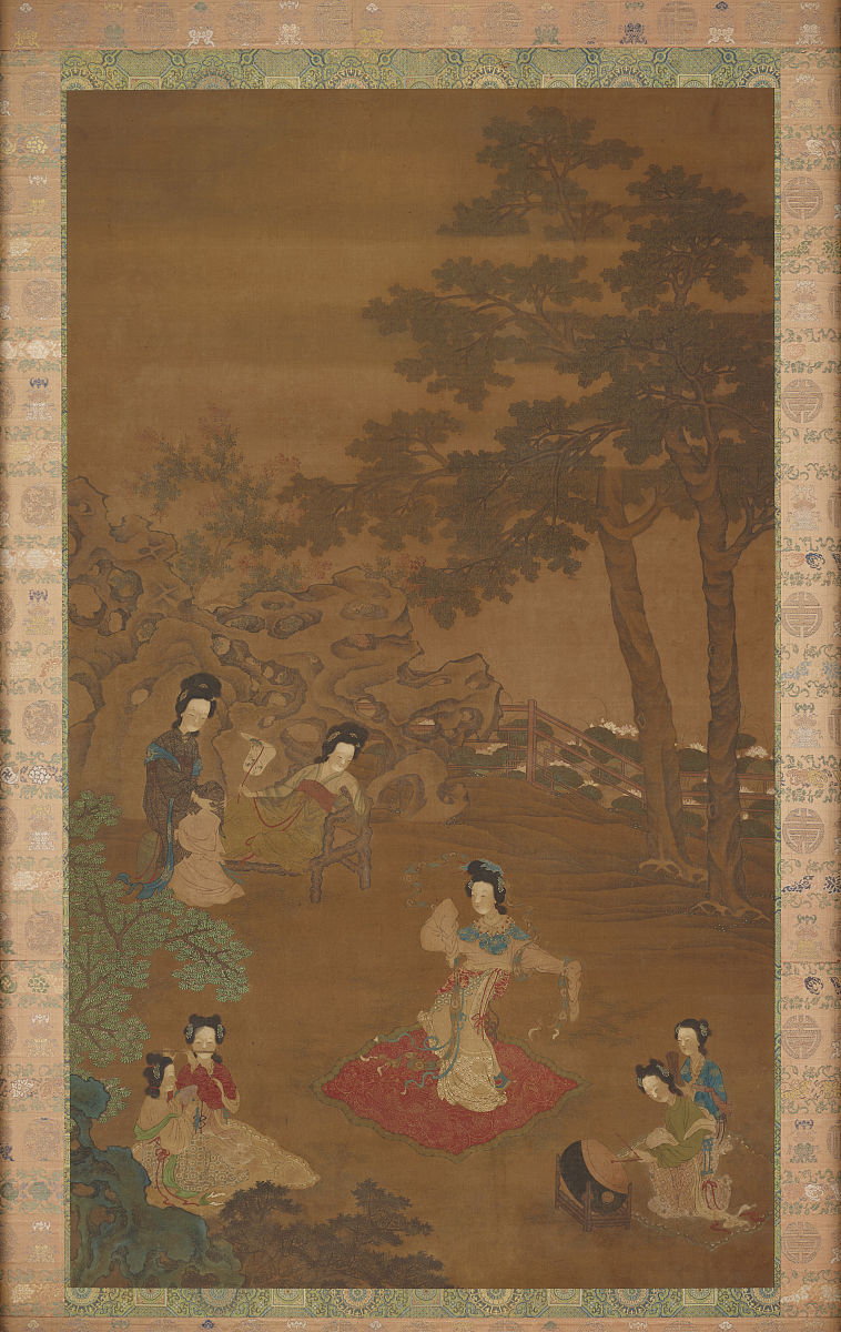 dancer and musicians in a garden, qing dynasty, 18th century. fo