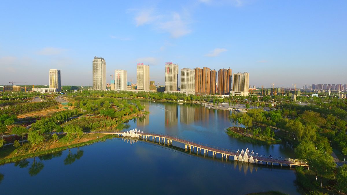 2019年4月14日,河南许昌,航拍芙蓉湖.