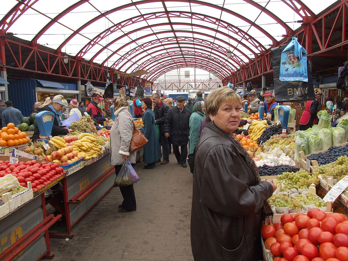 fruits for sale in the open food market in vitebsk, belarus. (ph