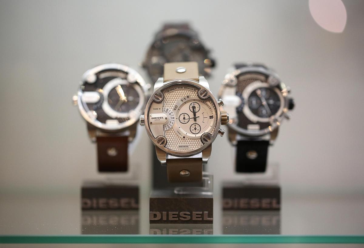 a selection of diesel spa watches stand on display at the moscow