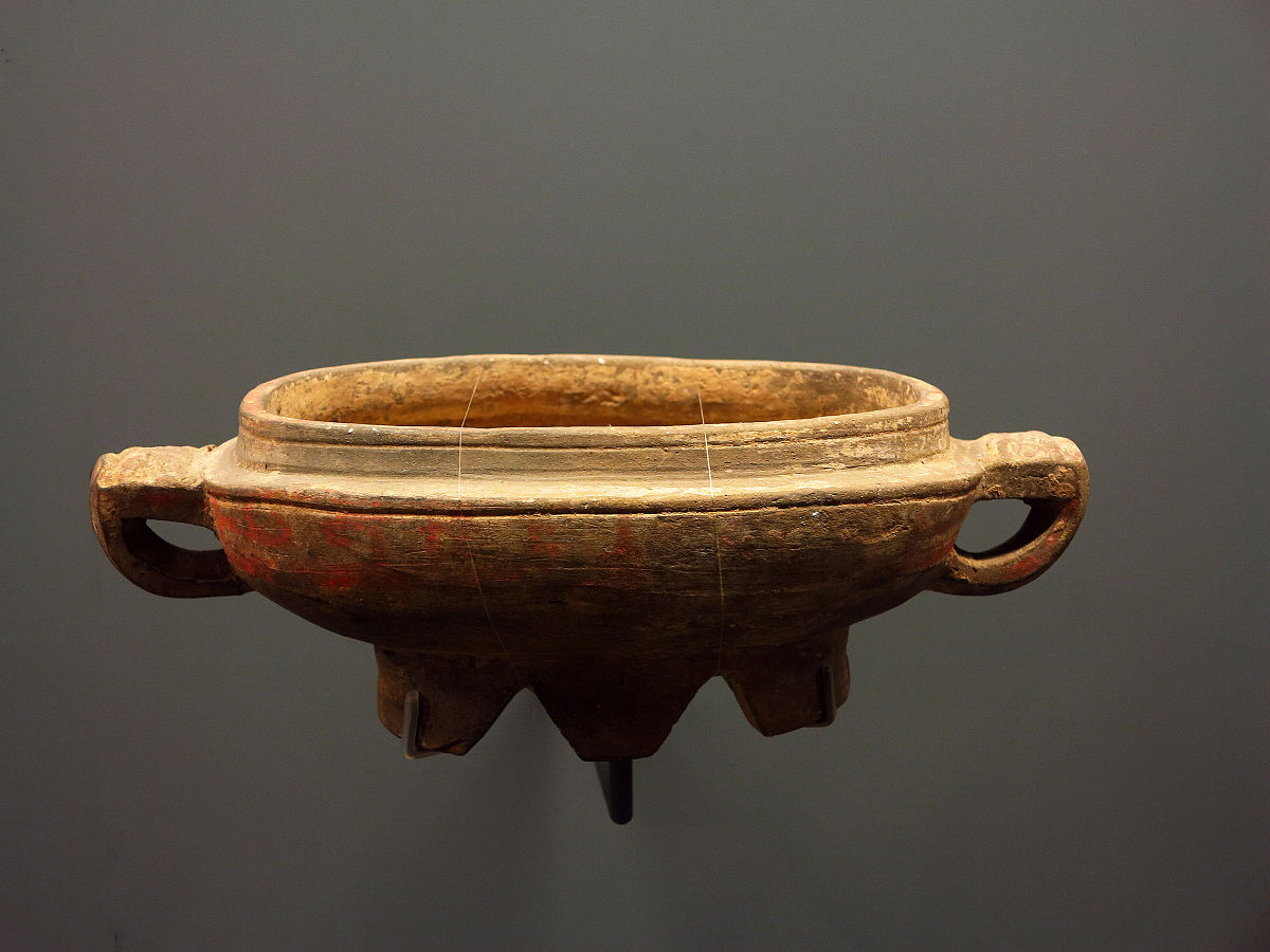 2014年09月13日,朱绘陶盨,东周,北京昌平松园出土,首都博物馆文物展.