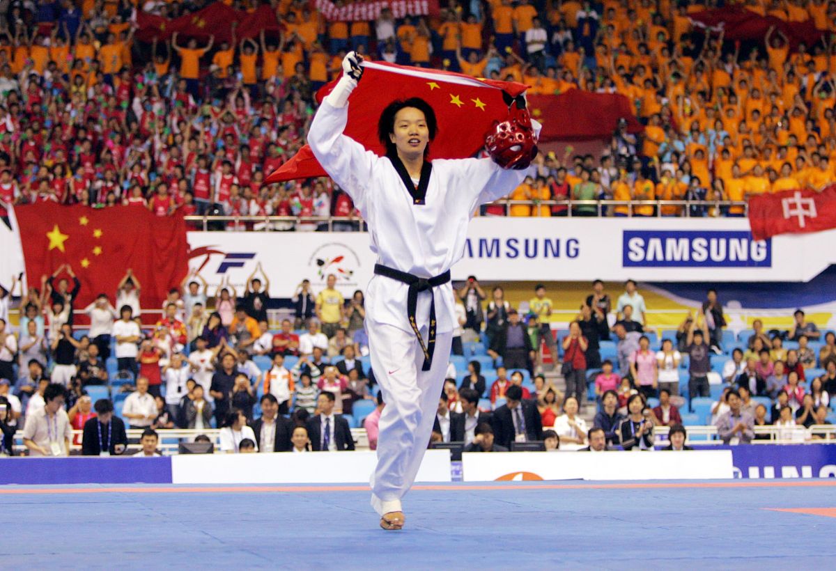 2007年5月22日,北京昌平体育馆,跆拳道世锦赛女子+72公斤级,中国选手