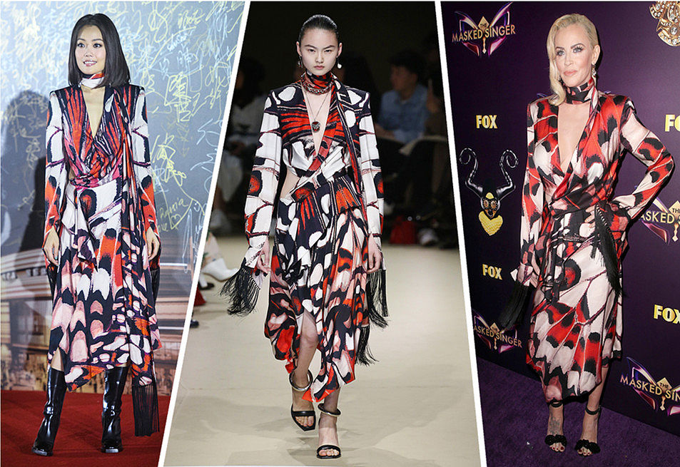 2018年12月14日讯,容祖儿 vs 珍妮·麦卡锡撞衫:alexander mcqueen 20
